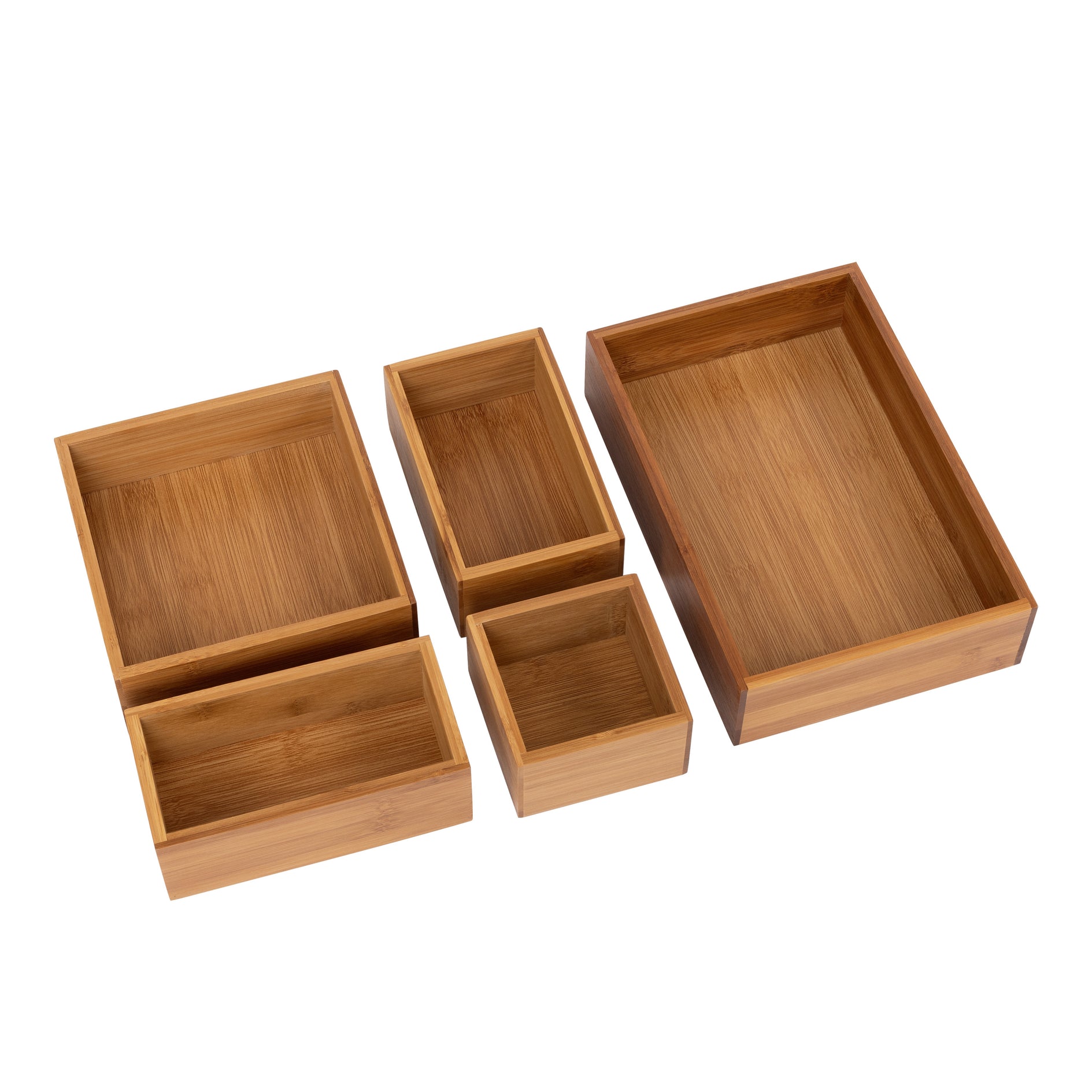 5-Piece Bamboo Storage Box Set with 3 Compartments by Seville Classics