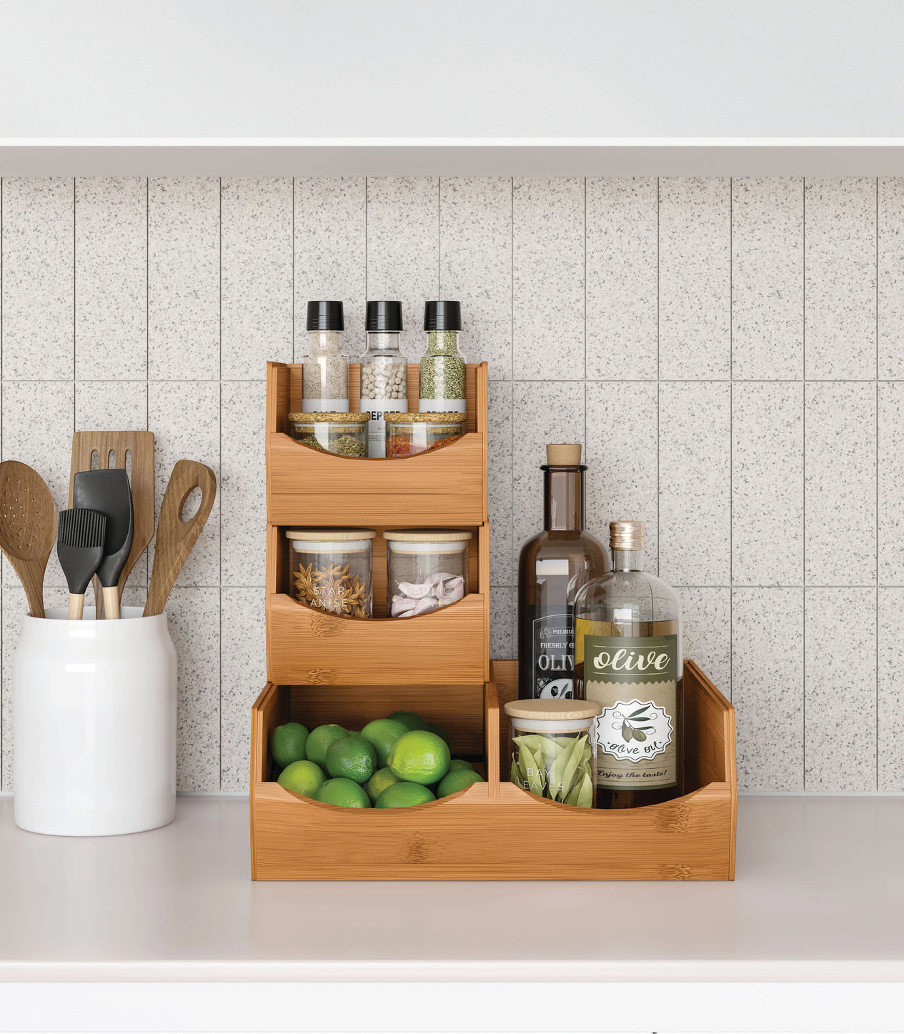 3-Piece Stackable Bamboo Bin Set