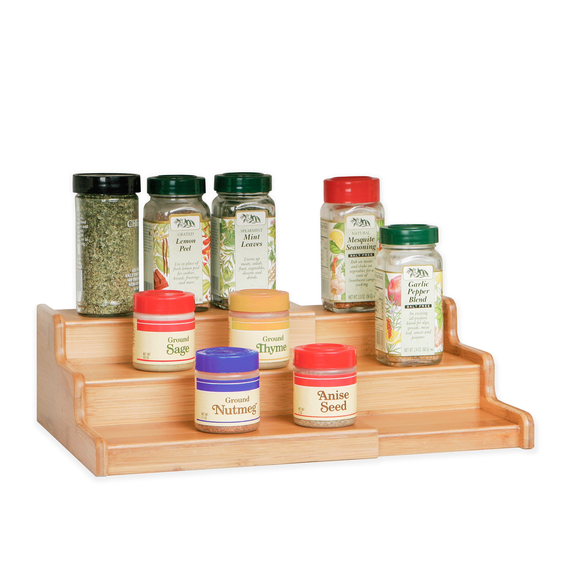Seville Classics 3-Tier Bamboo Spice Rack Cabinet Drawer Tray Organizer 