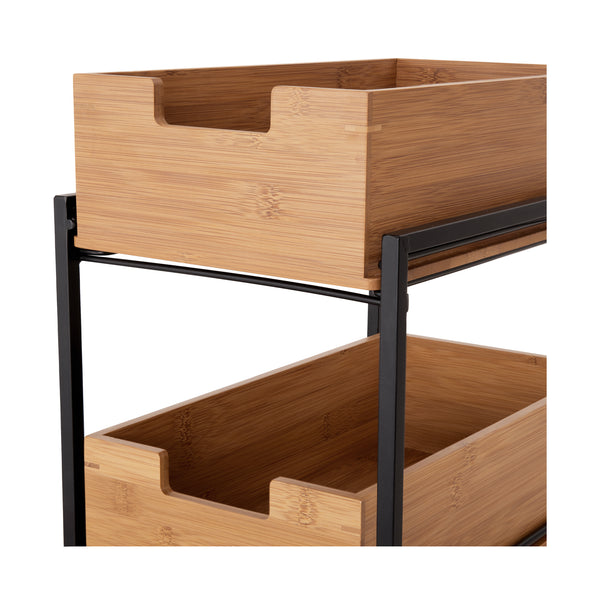 2-Tier Bamboo Sliding Baskets