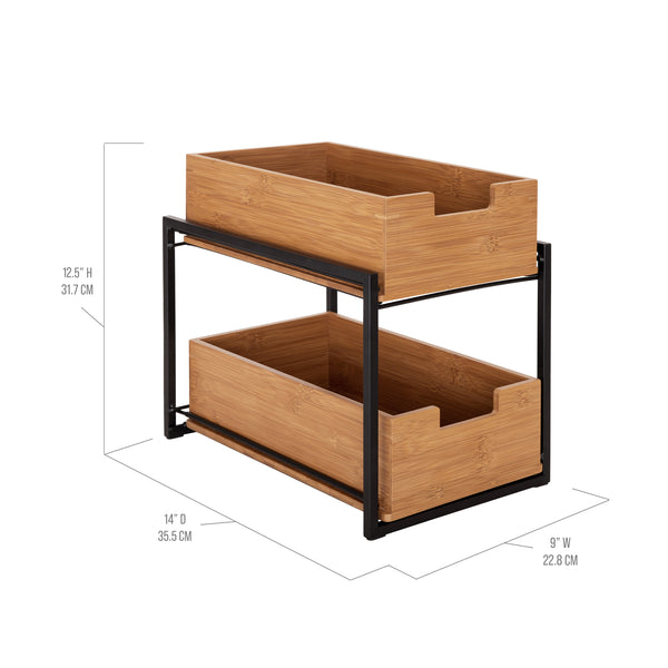 2-Tier Bamboo Sliding Baskets