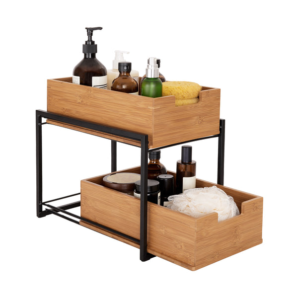 2-Tier Bamboo Sliding Baskets