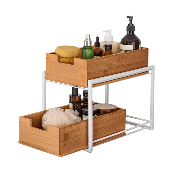2-Tier Bamboo Sliding Baskets