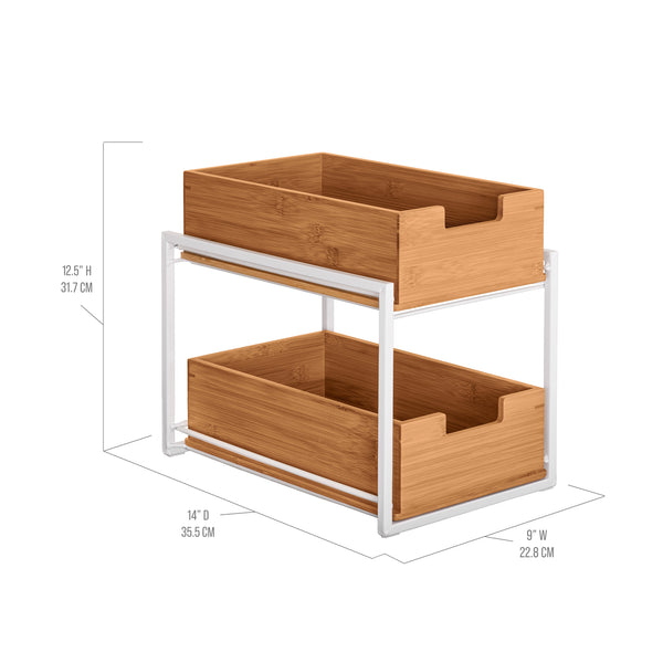 2-Tier Bamboo Sliding Baskets