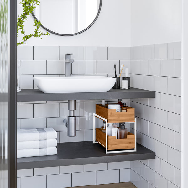 2-Tier Bamboo Sliding Baskets