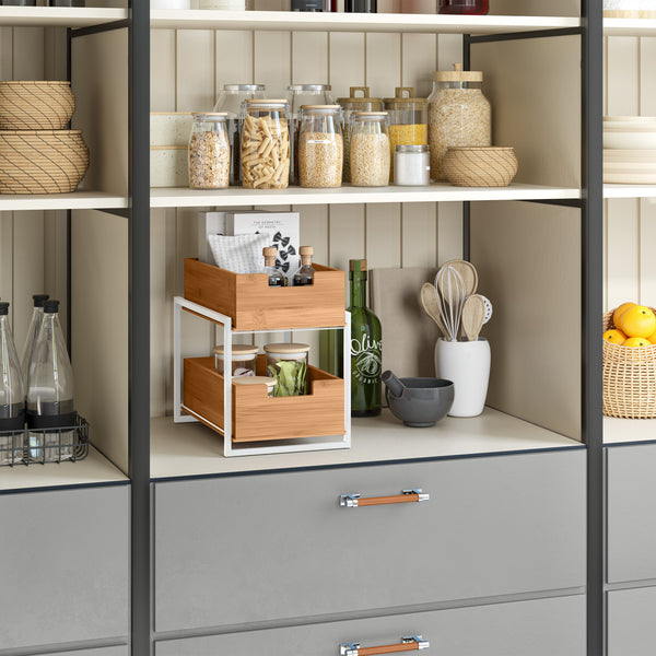 2-Tier Bamboo Sliding Baskets