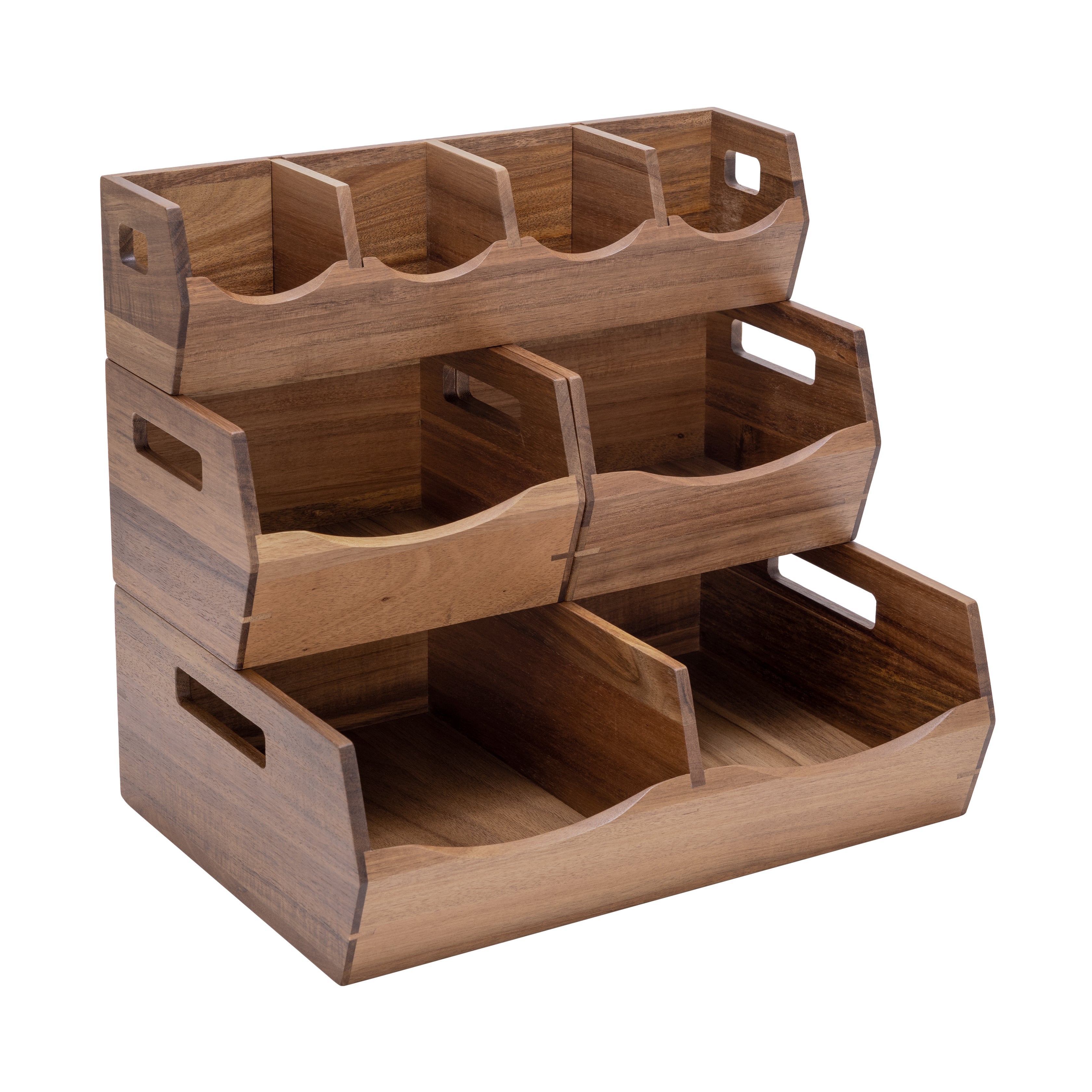 4-Piece Stackable Acacia Bin Set