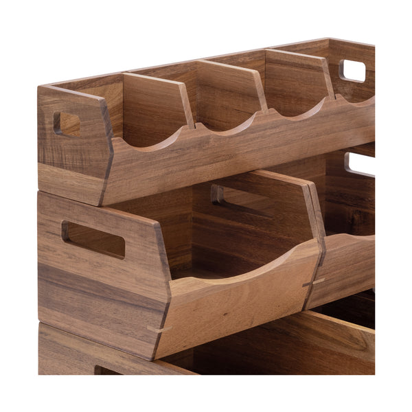 4-Piece Stackable Acacia Bin Set