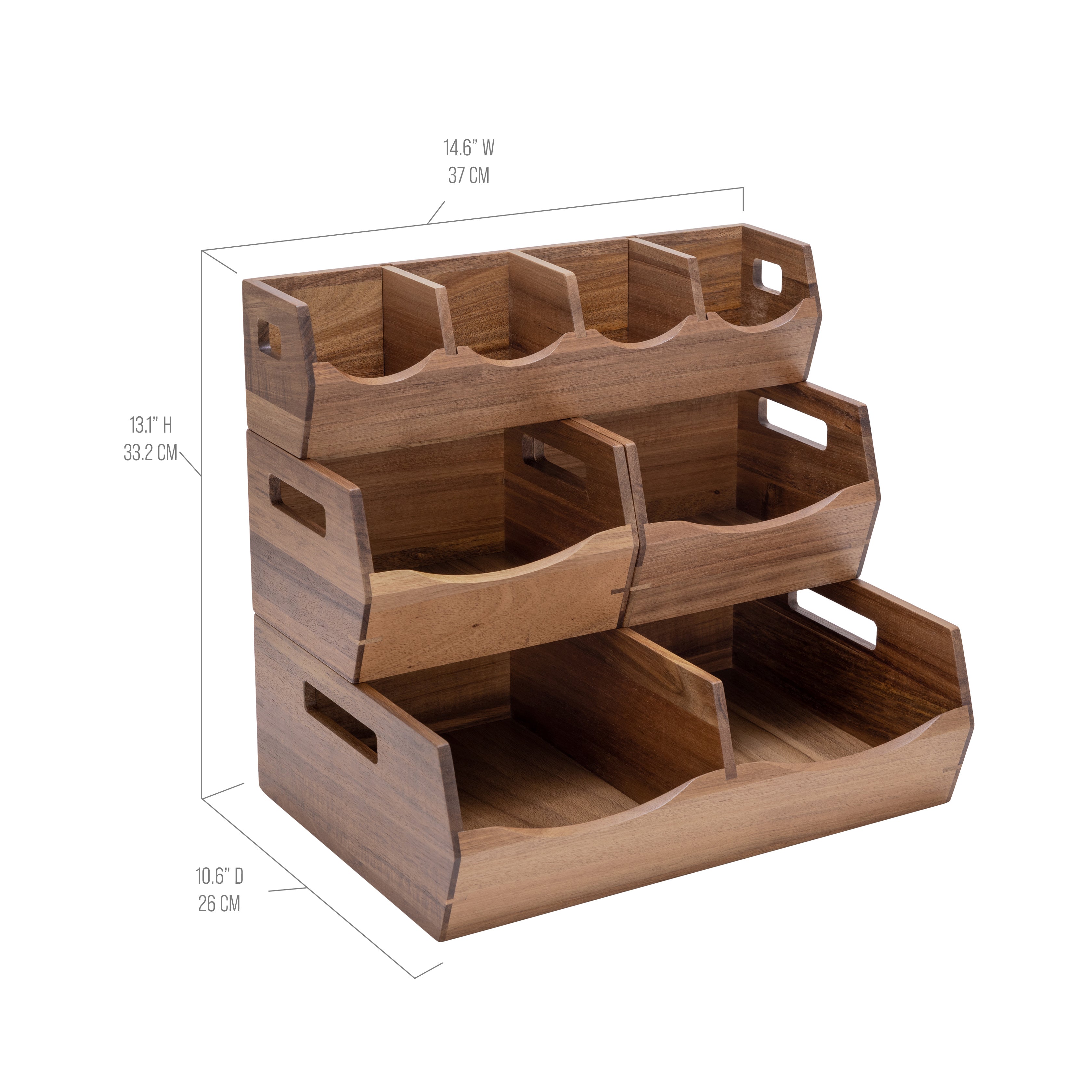 4-Piece Stackable Acacia Bin Set