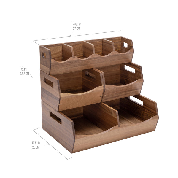 4-Piece Stackable Acacia Bin Set