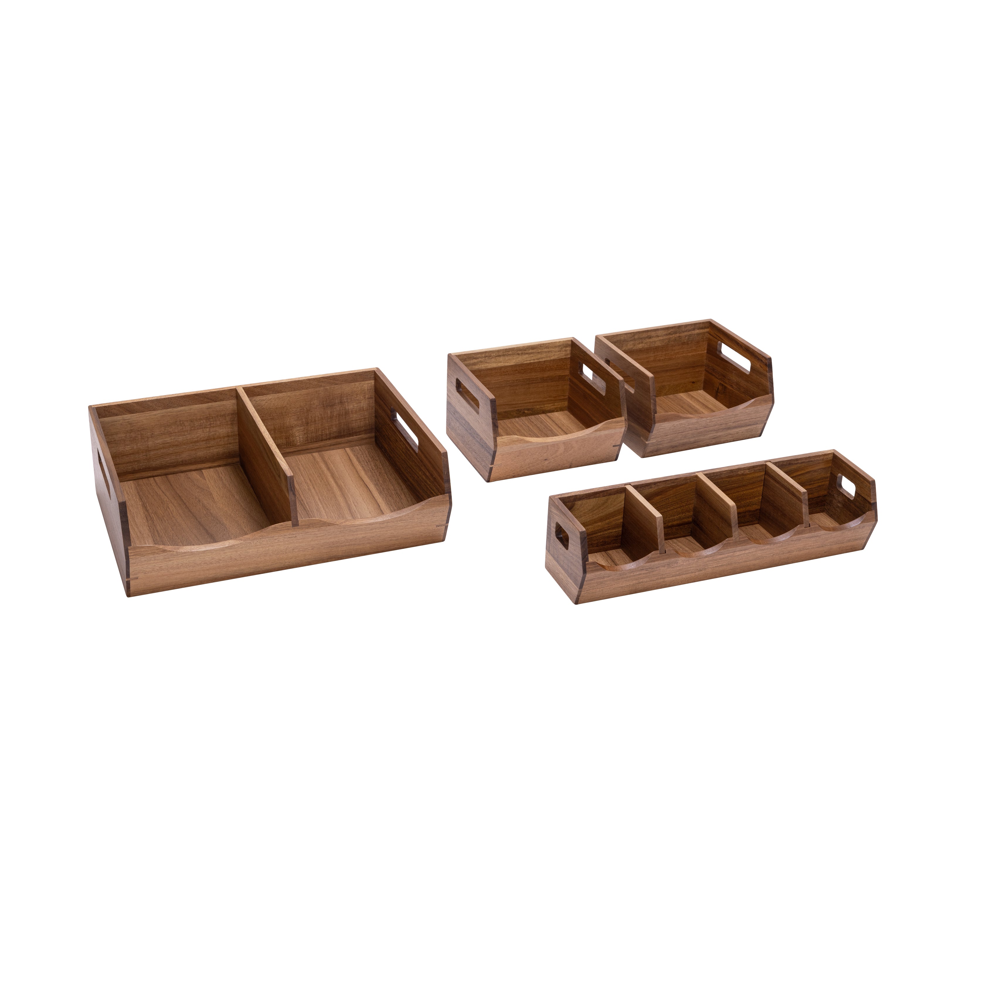 4-Piece Stackable Acacia Bin Set