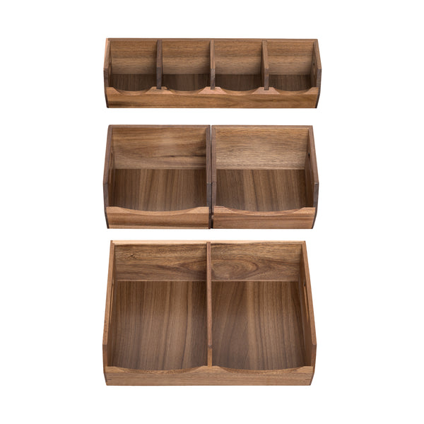 4-Piece Stackable Acacia Bin Set