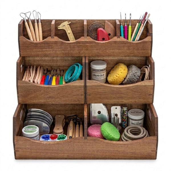 4-Piece Stackable Acacia Bin Set
