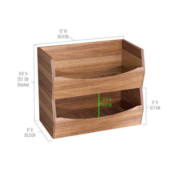 2-Piece Stackable Acacia Bin Set