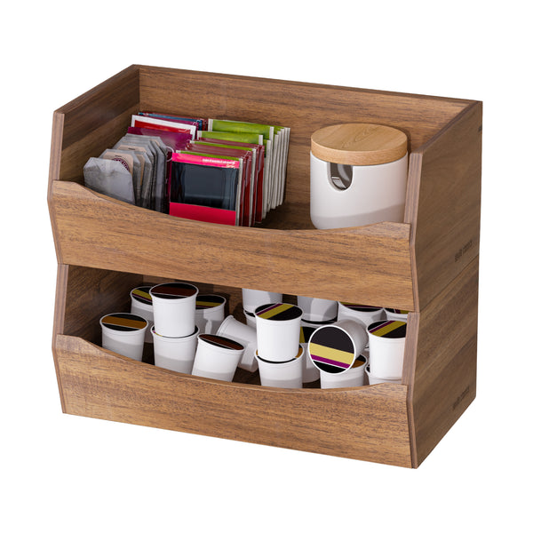 2-Piece Stackable Acacia Bin Set