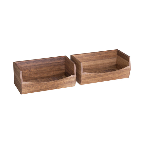 2-Piece Stackable Acacia Bin Set