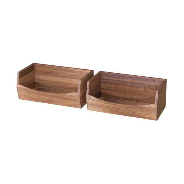 2-Piece Stackable Acacia Bin Set