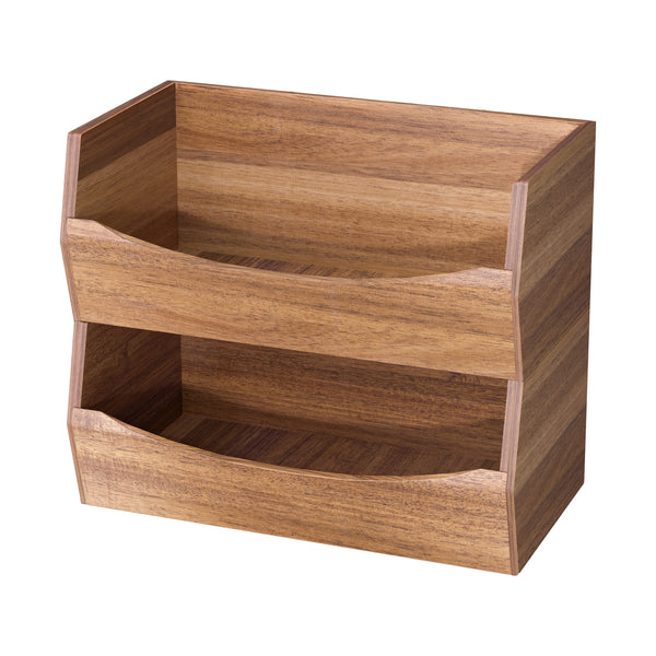 2-Piece Stackable Acacia Bin Set
