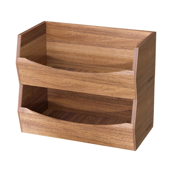 2-Piece Stackable Acacia Bin Set