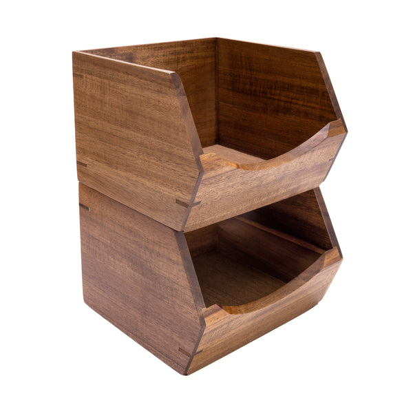 3-Piece Stackable Acacia Organizer Set