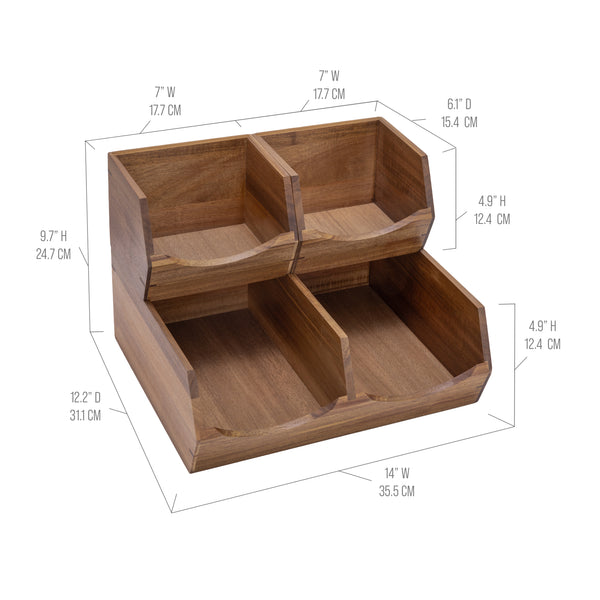 3-Piece Stackable Acacia Organizer Set