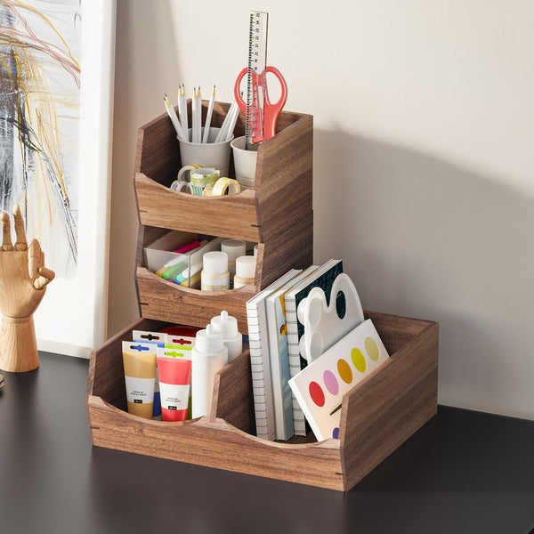 3-Piece Stackable Acacia Organizer Set