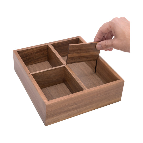 4-Piece Acacia Expandable Drawer Organizer and Box Set