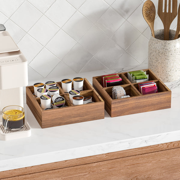 4-Piece Acacia Expandable Drawer Organizer and Box Set