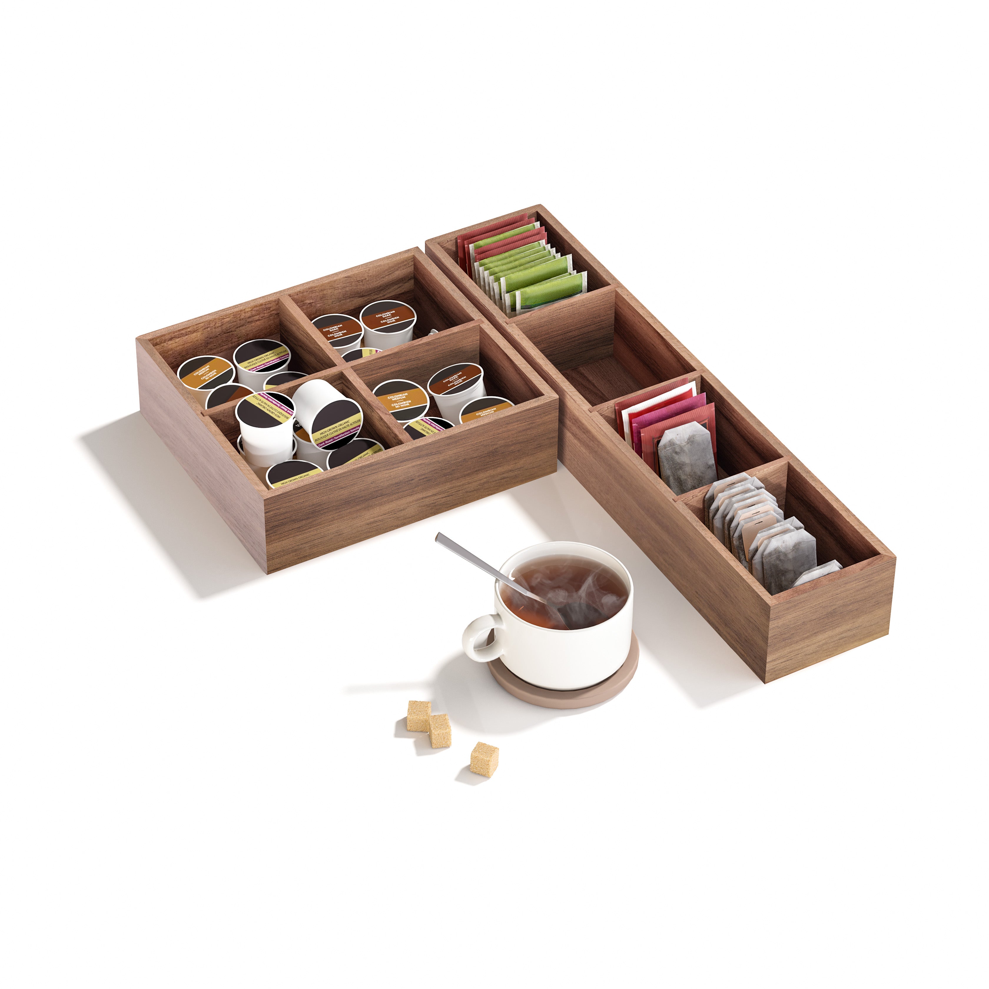 4-Piece Acacia Expandable Drawer Organizer and Box Set