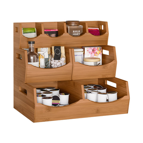 4-Piece Stackable Bamboo Bin Set