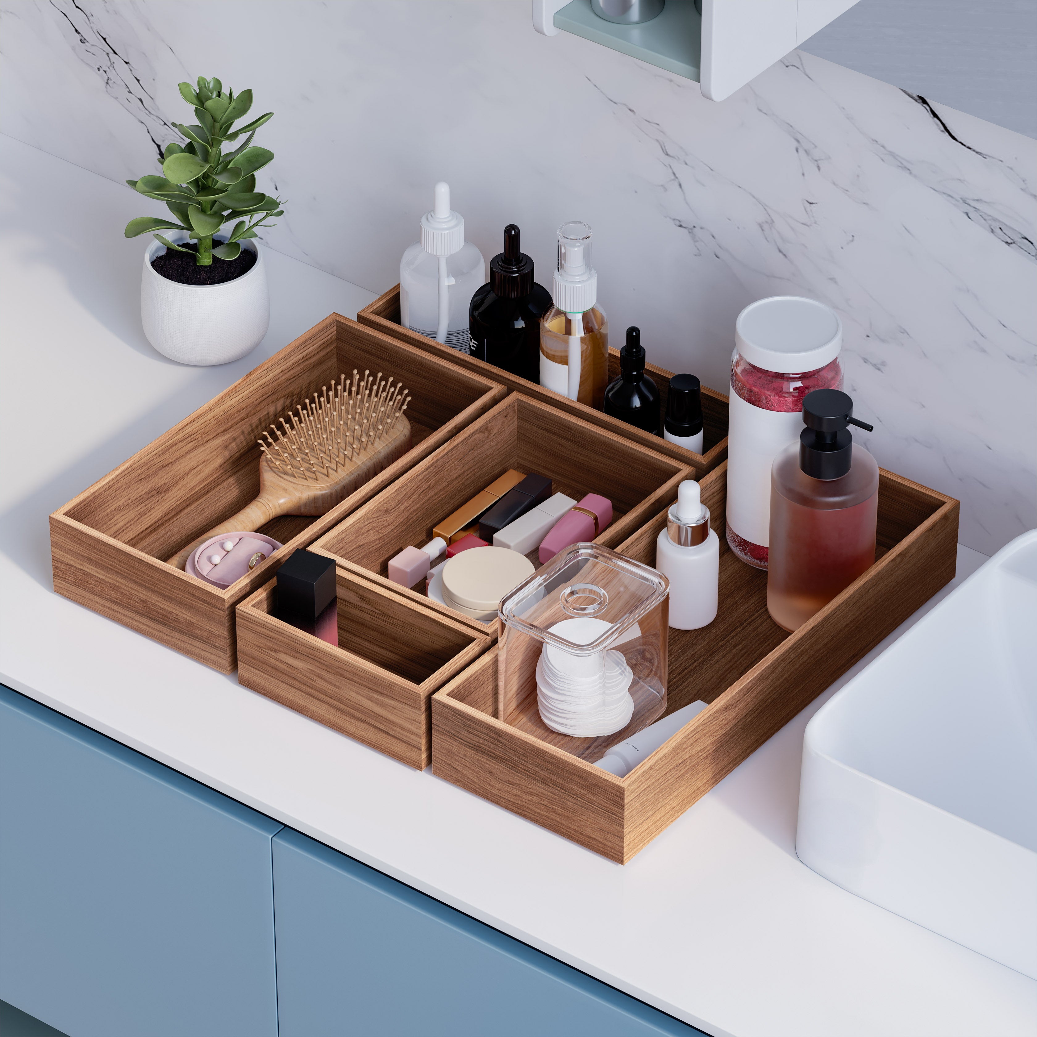 日本トレカセンター　木製ボックスセット 10-Piece Acacia Storage Box Set