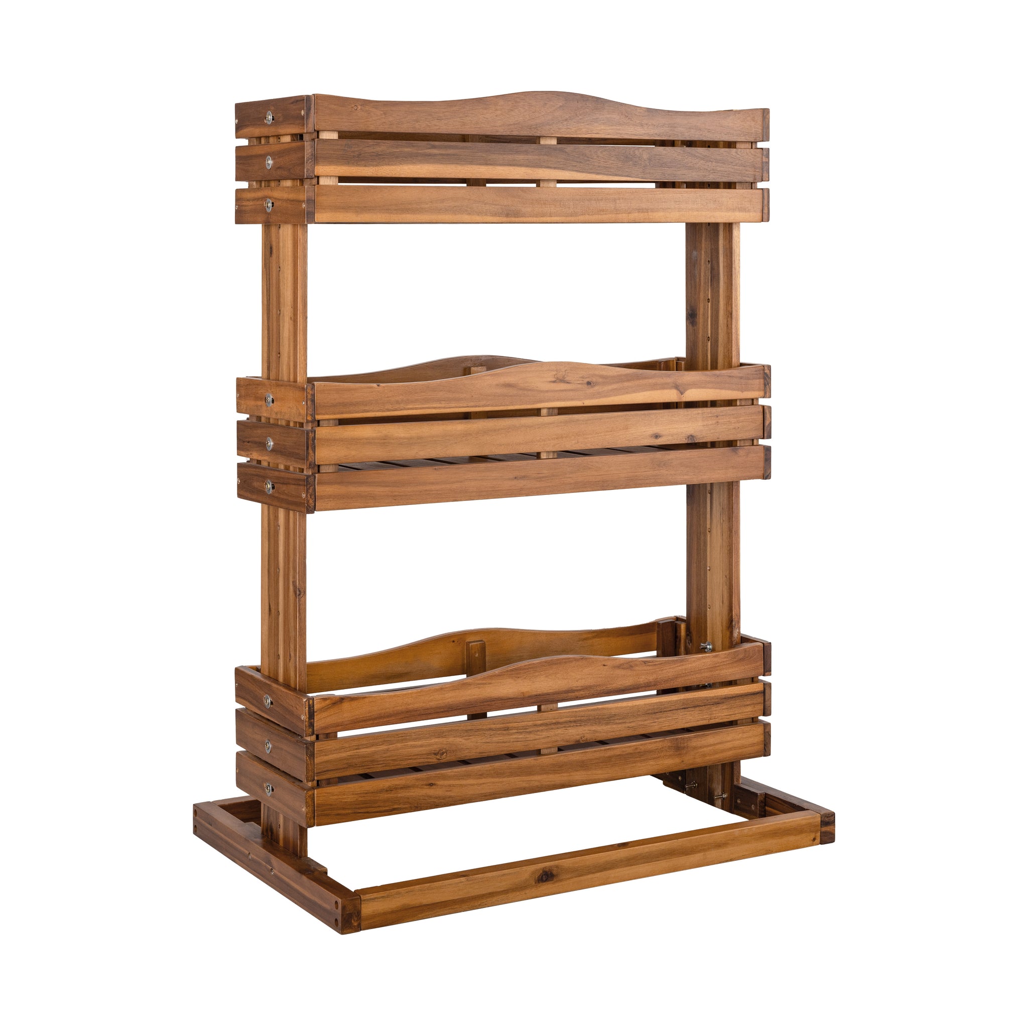 3-Tier Acacia wood vertical garden planter on a white background