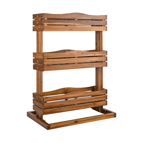 3-Tier Acacia wood vertical garden planter on a white background