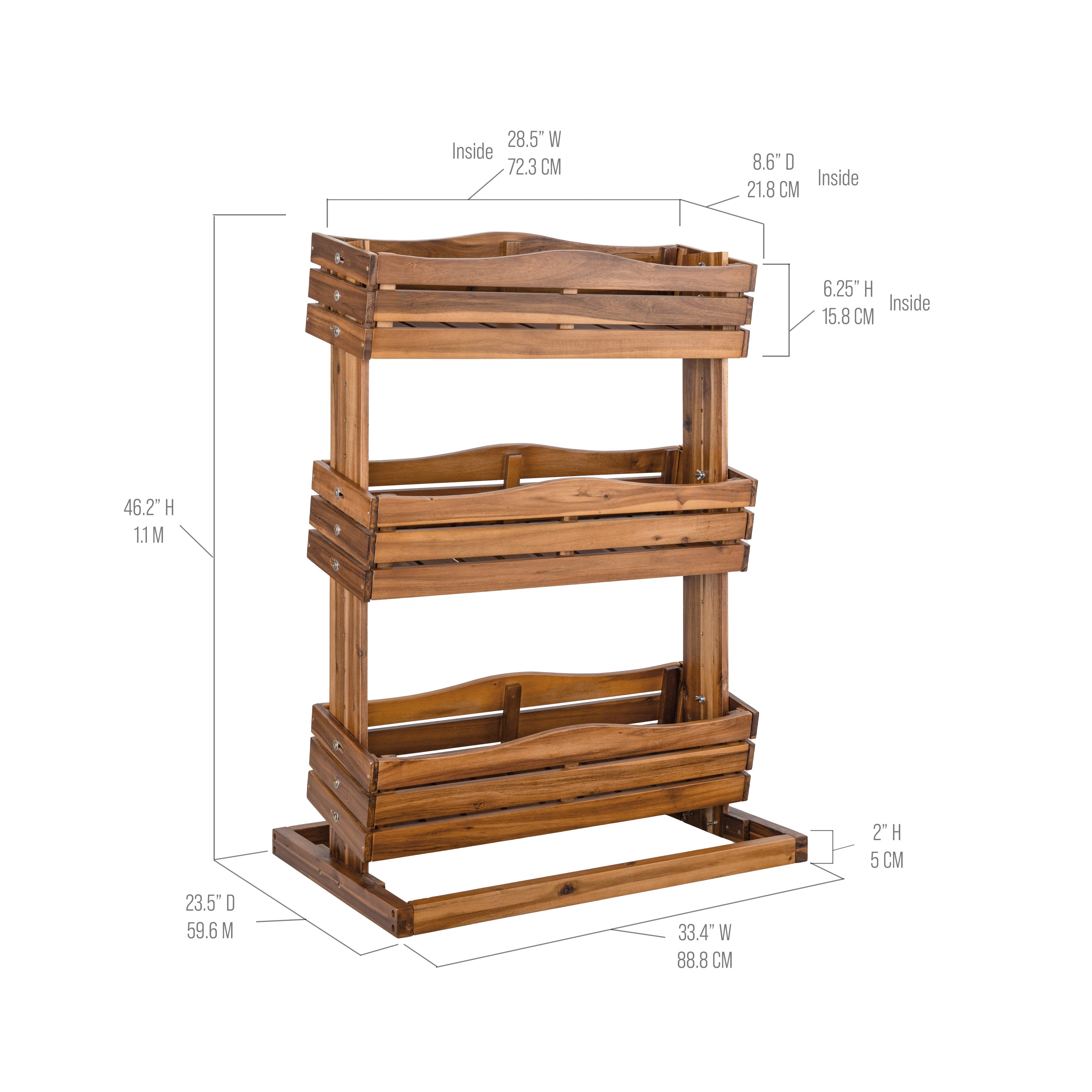 3-Tier Acacia Wood Vertical Garden Planter