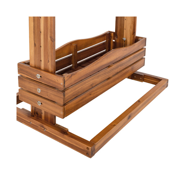 Corner image of a tier of the acacia planter on a white background