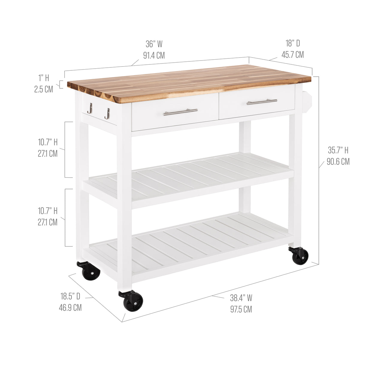 Acacia Top Kitchen Cart