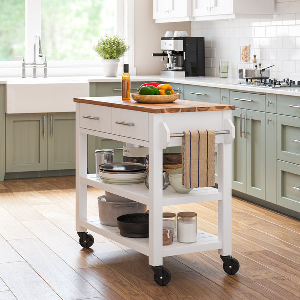 Acacia Top Kitchen Cart