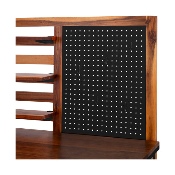 HOME Outdoor Acacia Wood Mobile Potting Bench