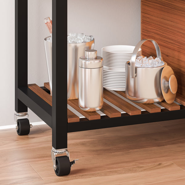 HOME Outdoor Acacia Wood Mobile Potting Bench