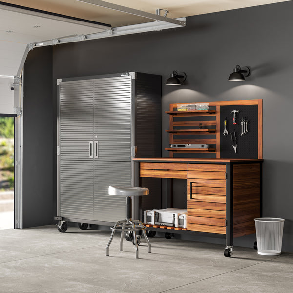 HOME Outdoor Acacia Wood Mobile Potting Bench