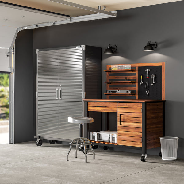 HOME Outdoor Acacia Wood Mobile Potting Bench