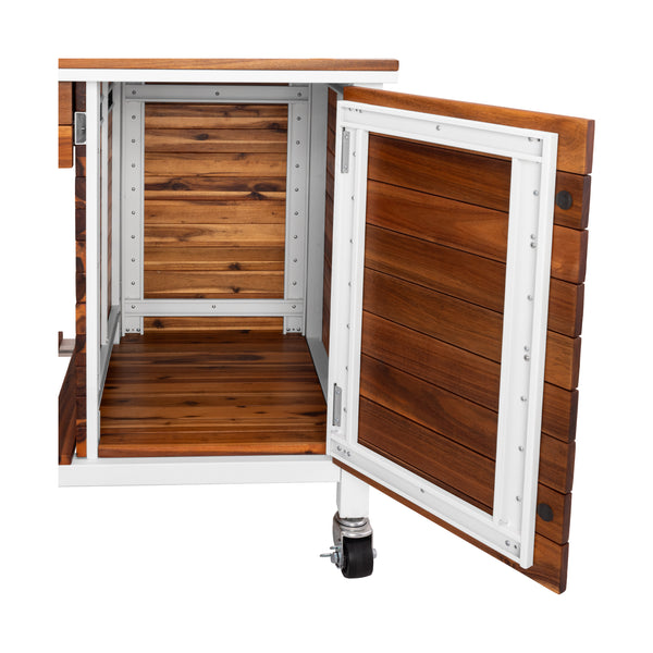 HOME Outdoor Acacia Wood Mobile Potting Bench