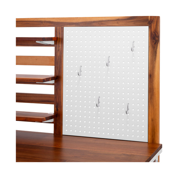 HOME Outdoor Acacia Wood Mobile Potting Bench