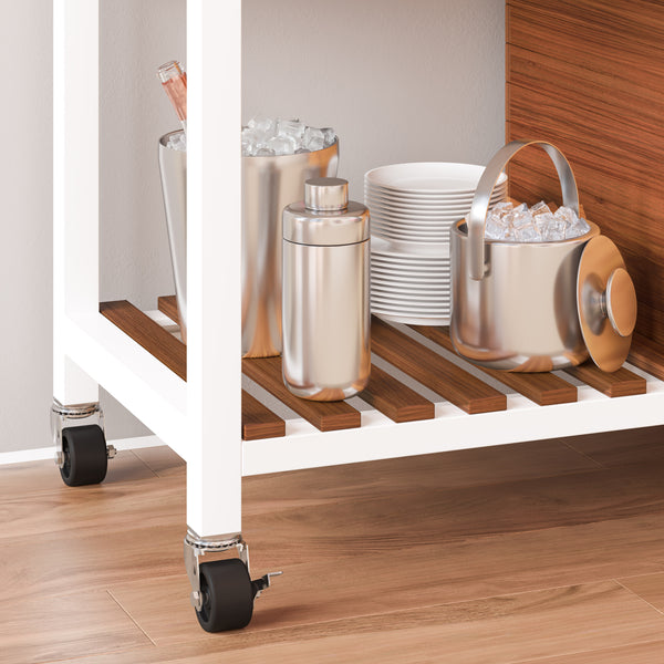 HOME Outdoor Acacia Wood Mobile Potting Bench