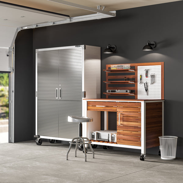 HOME Outdoor Acacia Wood Mobile Potting Bench