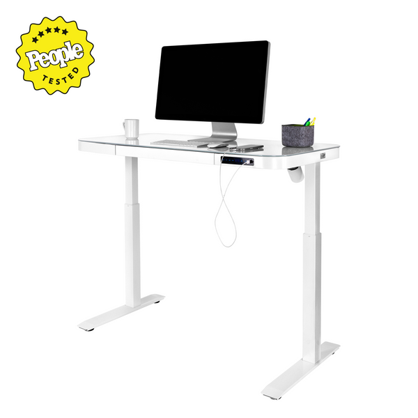 airLIFT® 48" Tempered Glass Top Desk, White