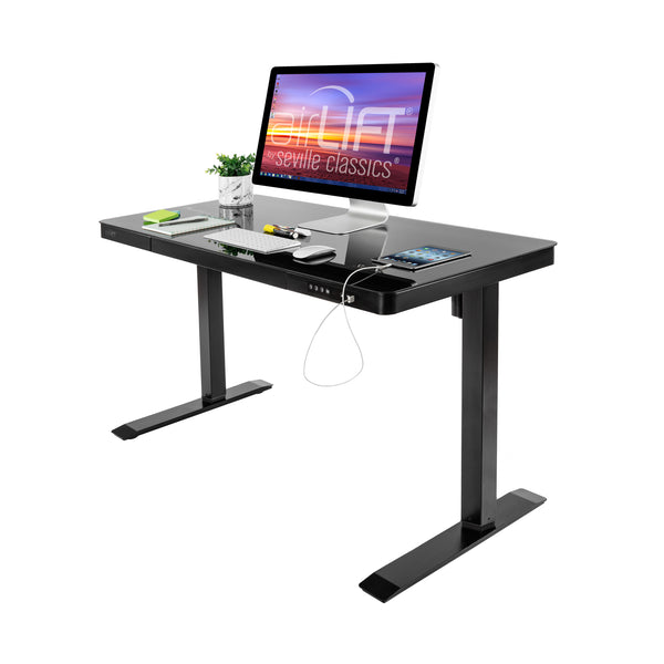 airLIFT® Electric Height-Adjustable Tempered Glass Top Desk