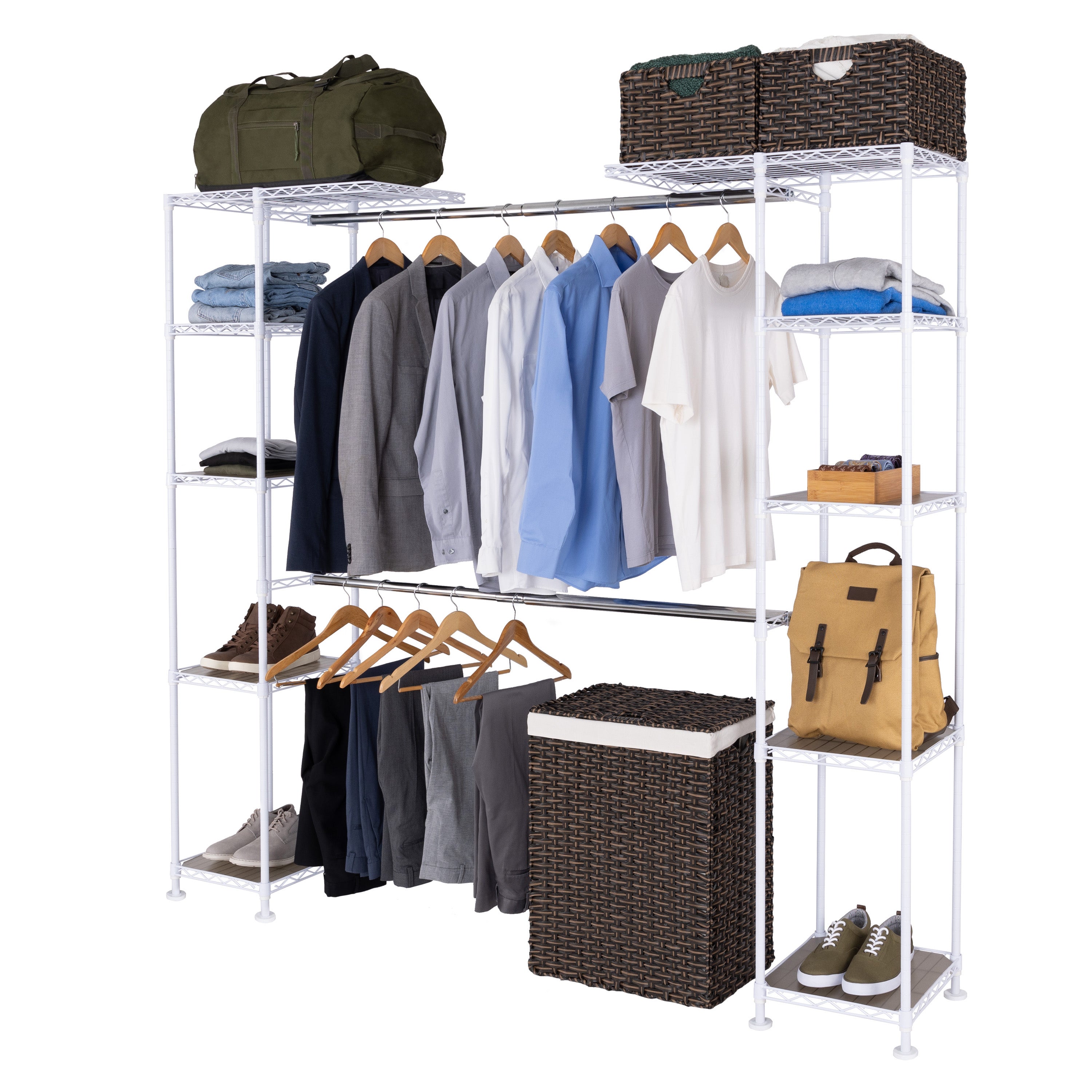 Expandable Closet Organizer System White Seville Classics