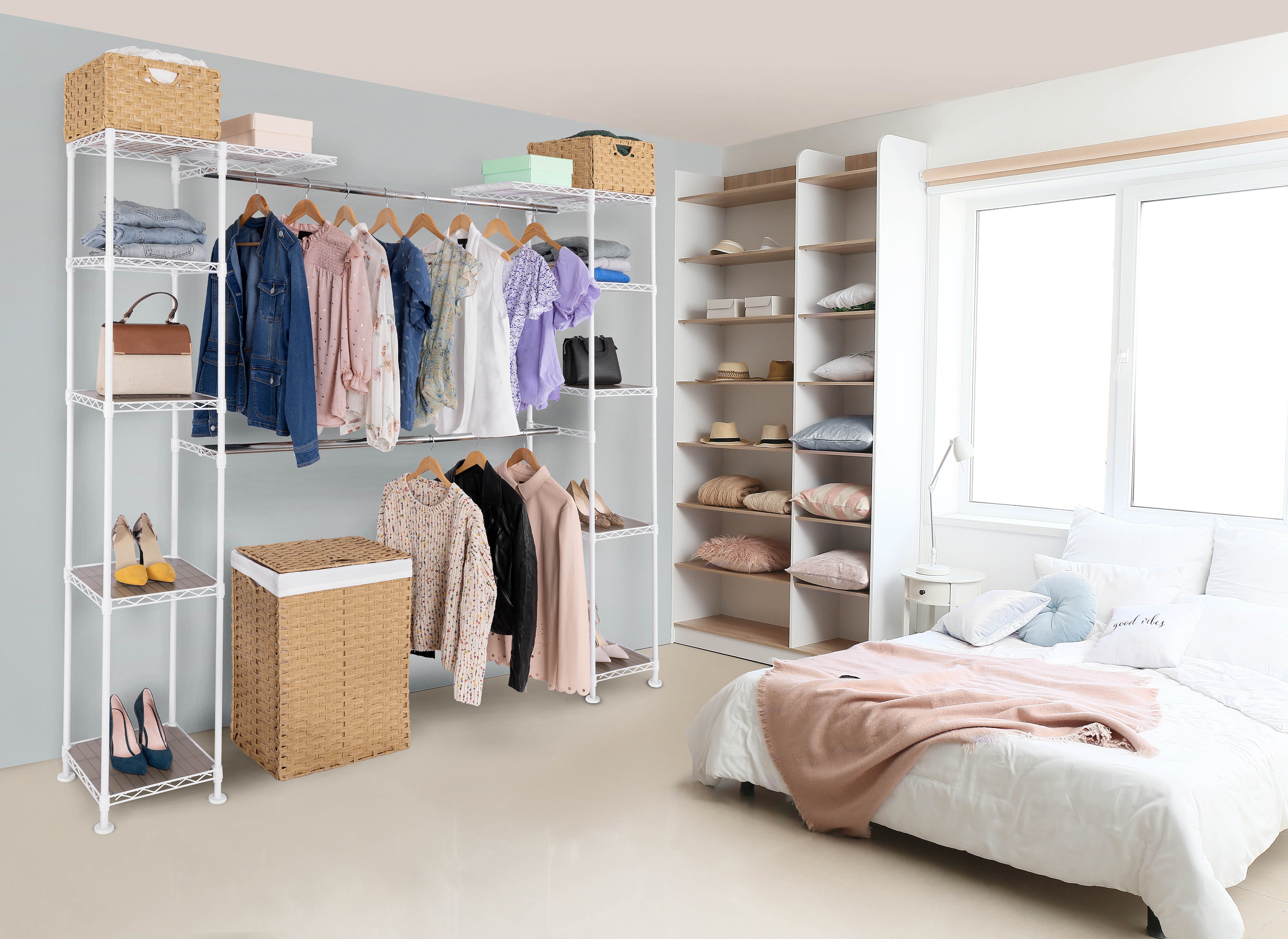 Expandable Closet Organizer System White Seville Classics