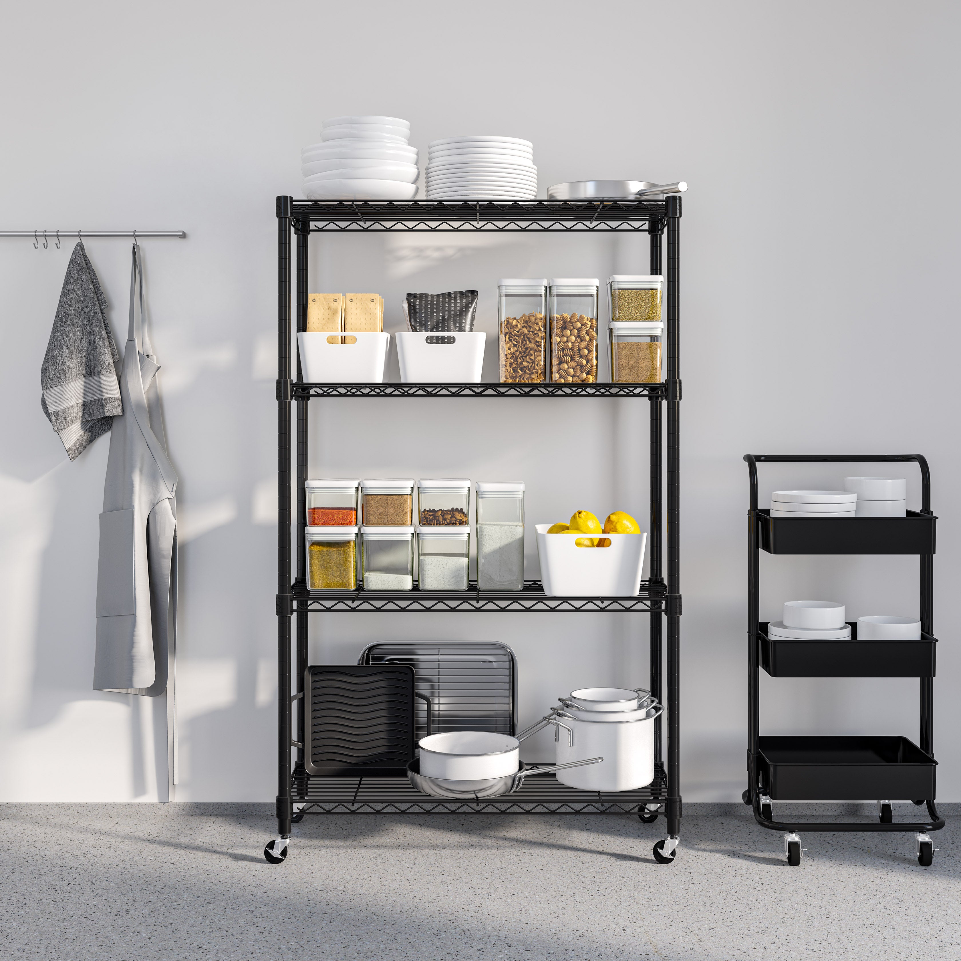 4-Tier NSF-Certified Steel Shelving, Black